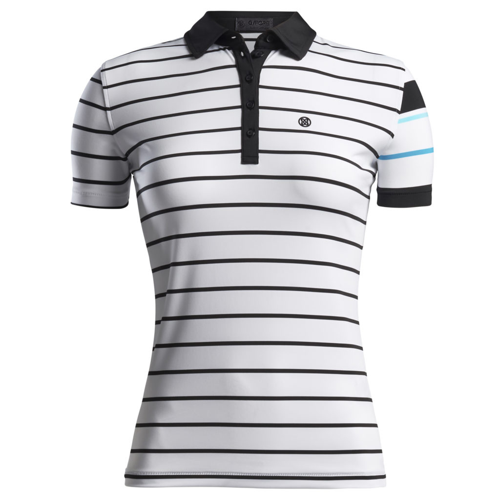 G/Fore | G4LS21K05 | Ladies Contrast Sleeve Polo | Onyx/Snow
