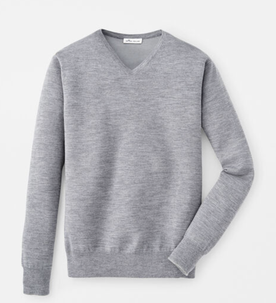 Peter Millar | Crown Comfort Cashmere/Silk V-Neck Sweater | British Grey | MF19S14