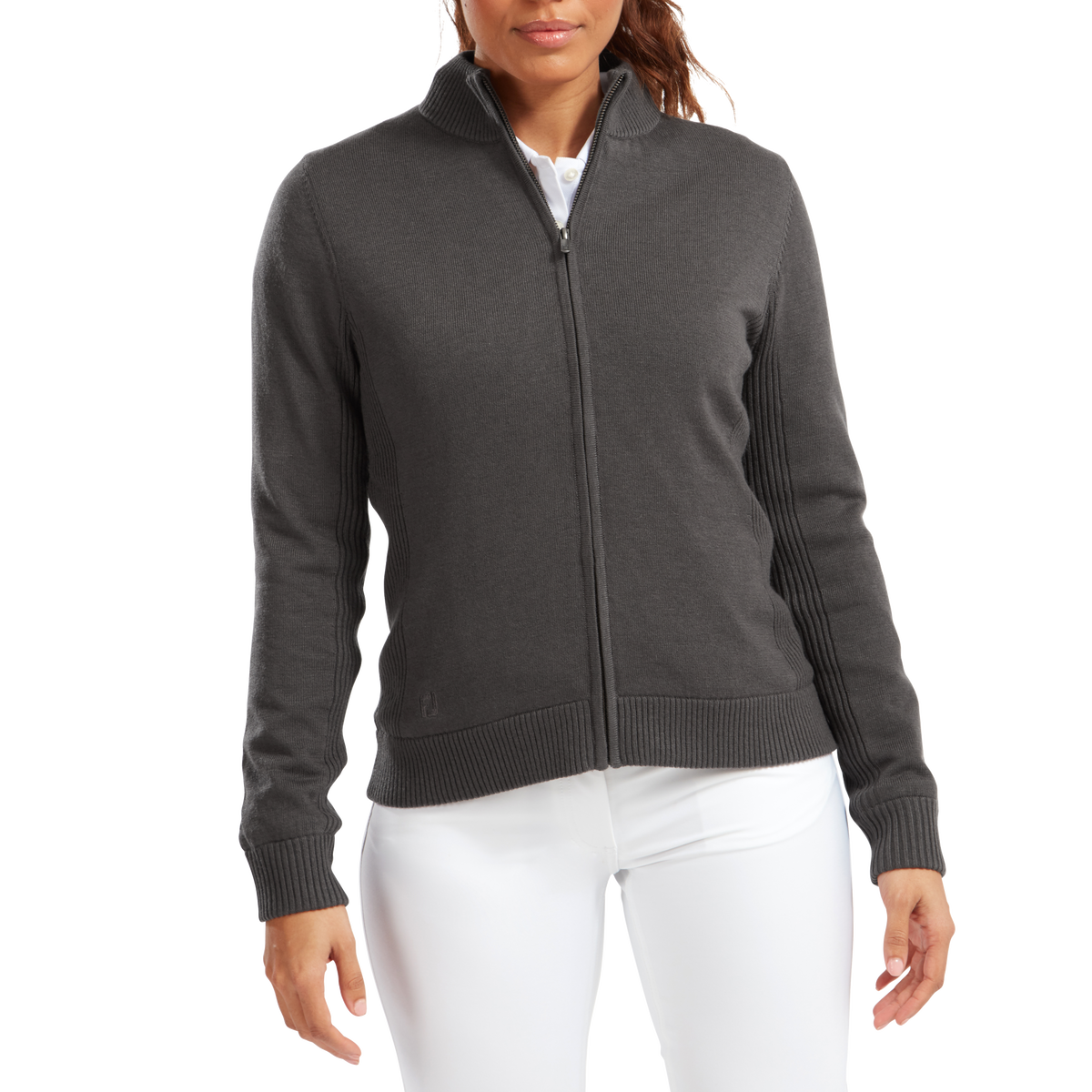 Footjoy | 96030 | Wmns Full-Zip Lined Wool Blend Pullover | Charcoal