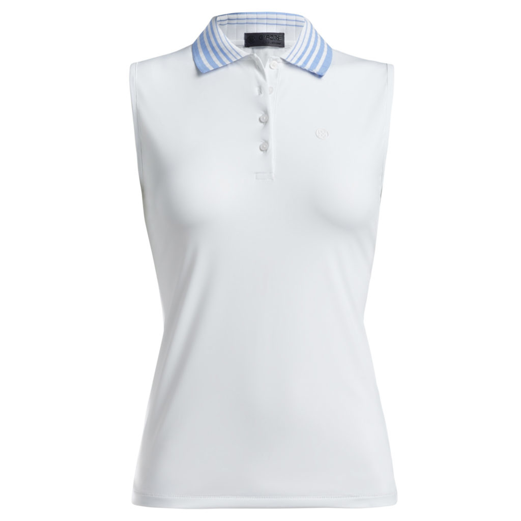 G/Fore G4LS22K91 | Ladies Pleated Collar Sleevless Polo | Snow