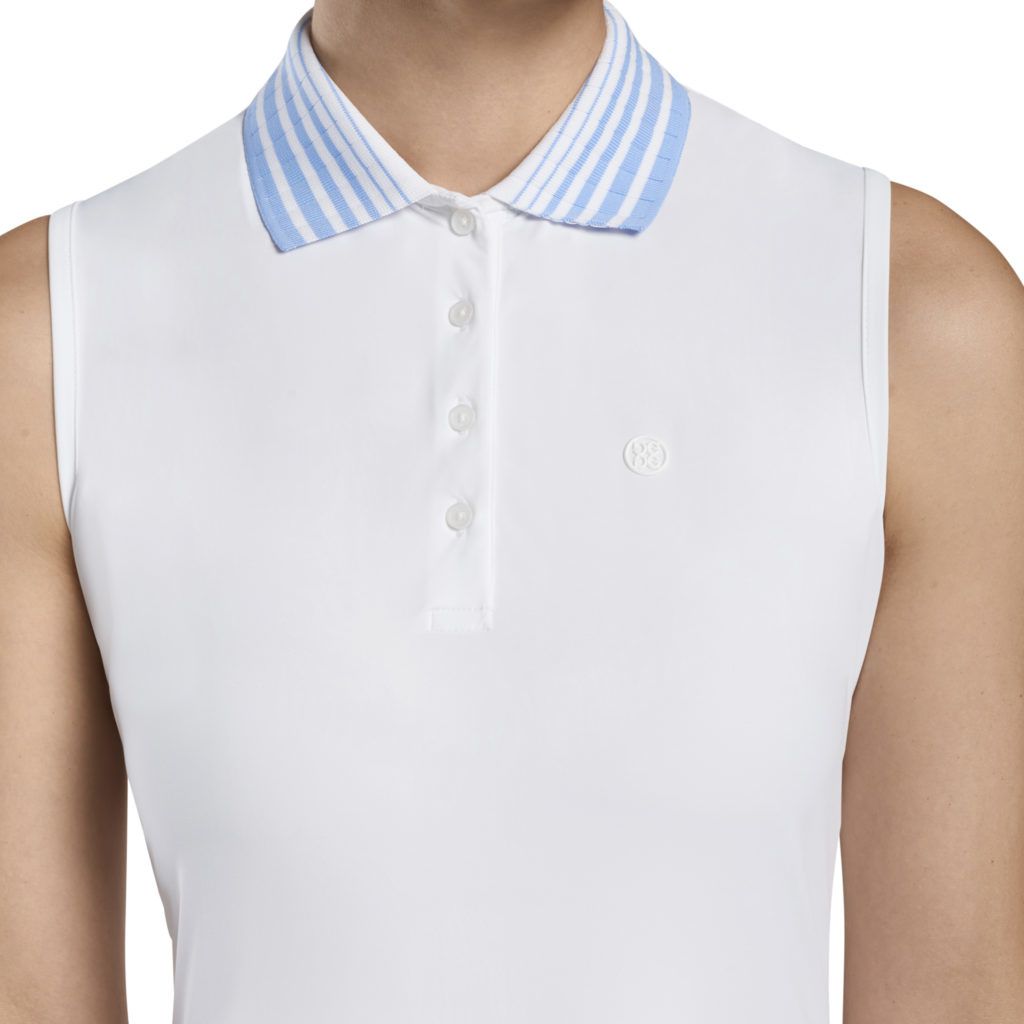 G/Fore | G4LS22K91 | Ladies | Pleated Collar Sleeveless Polo | Snow