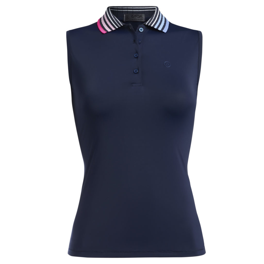 G/Fore G4LS22K91 | Ladies Pleated Collar Sleevless Polo | Twilight