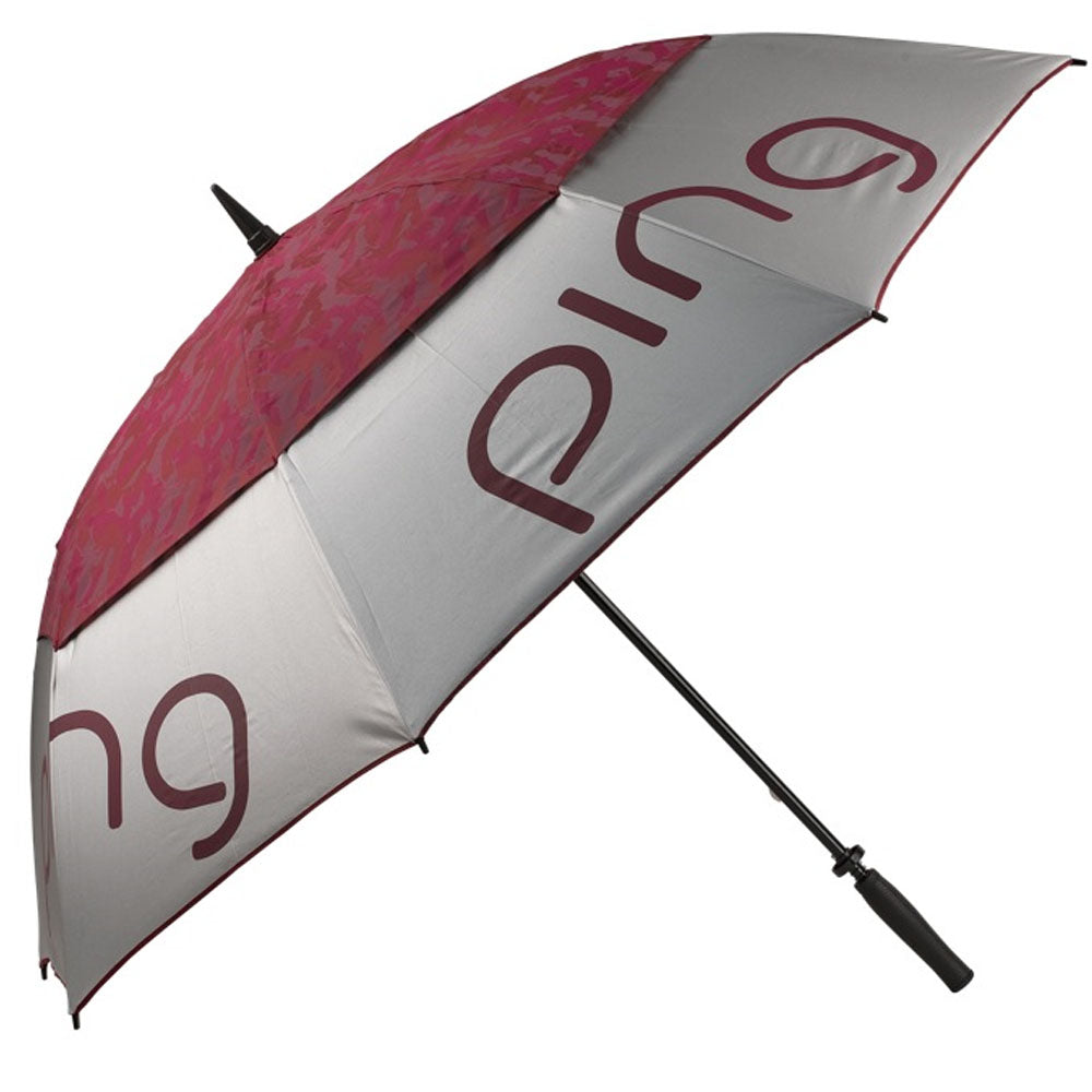 Ping Ladies Umbrella | Double Canopy | Silver / Garnet