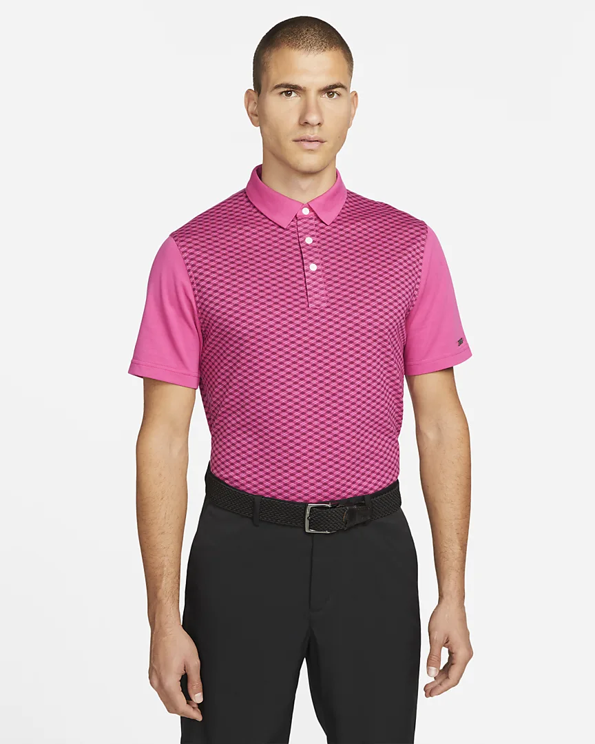 DH0885-621 | Nike DF PLAYER ARGYLE PRT Polo | Active Pink / Brushed Silver