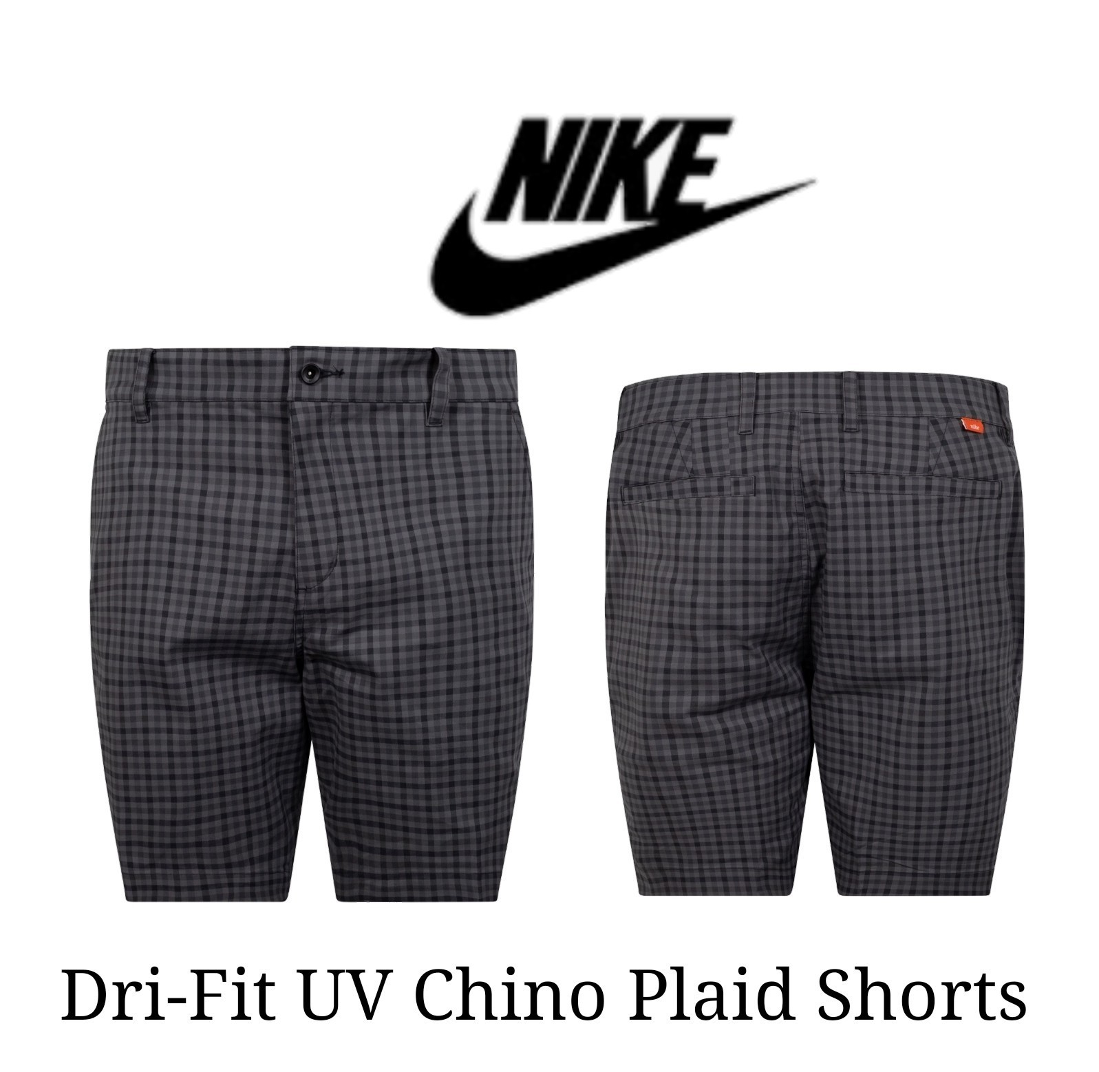 Nike | DN1959-010 | Golf Dri-FIT | UV Chino Checked Shorts | Black